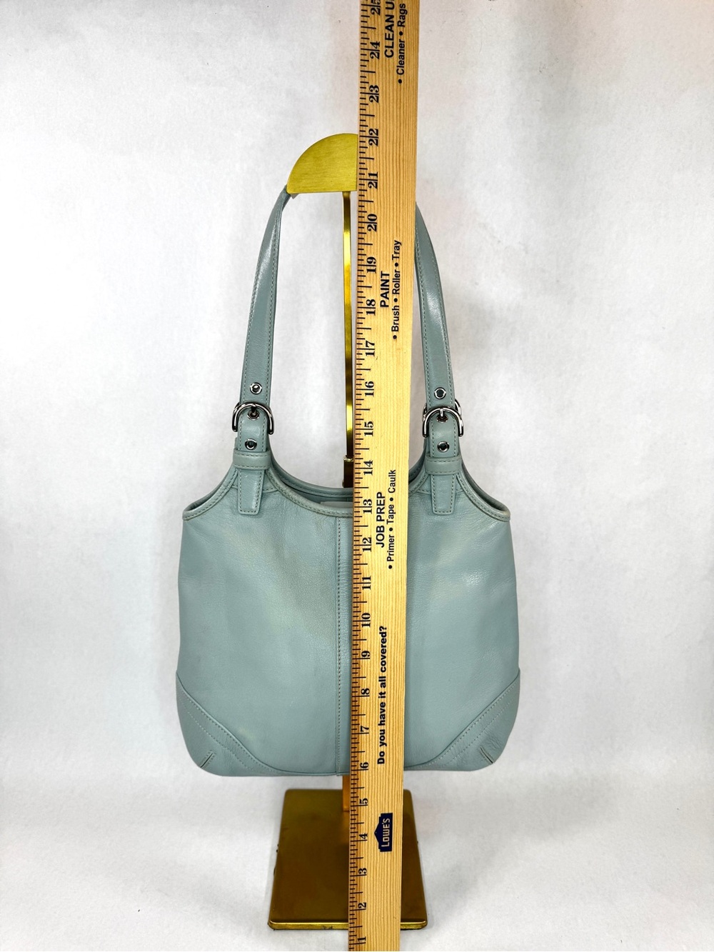 Vintage Coach Soho Slim Shoulder Bag 4983 Light Blue Leather Y2K Hobo Purse - Picture 11 of 12